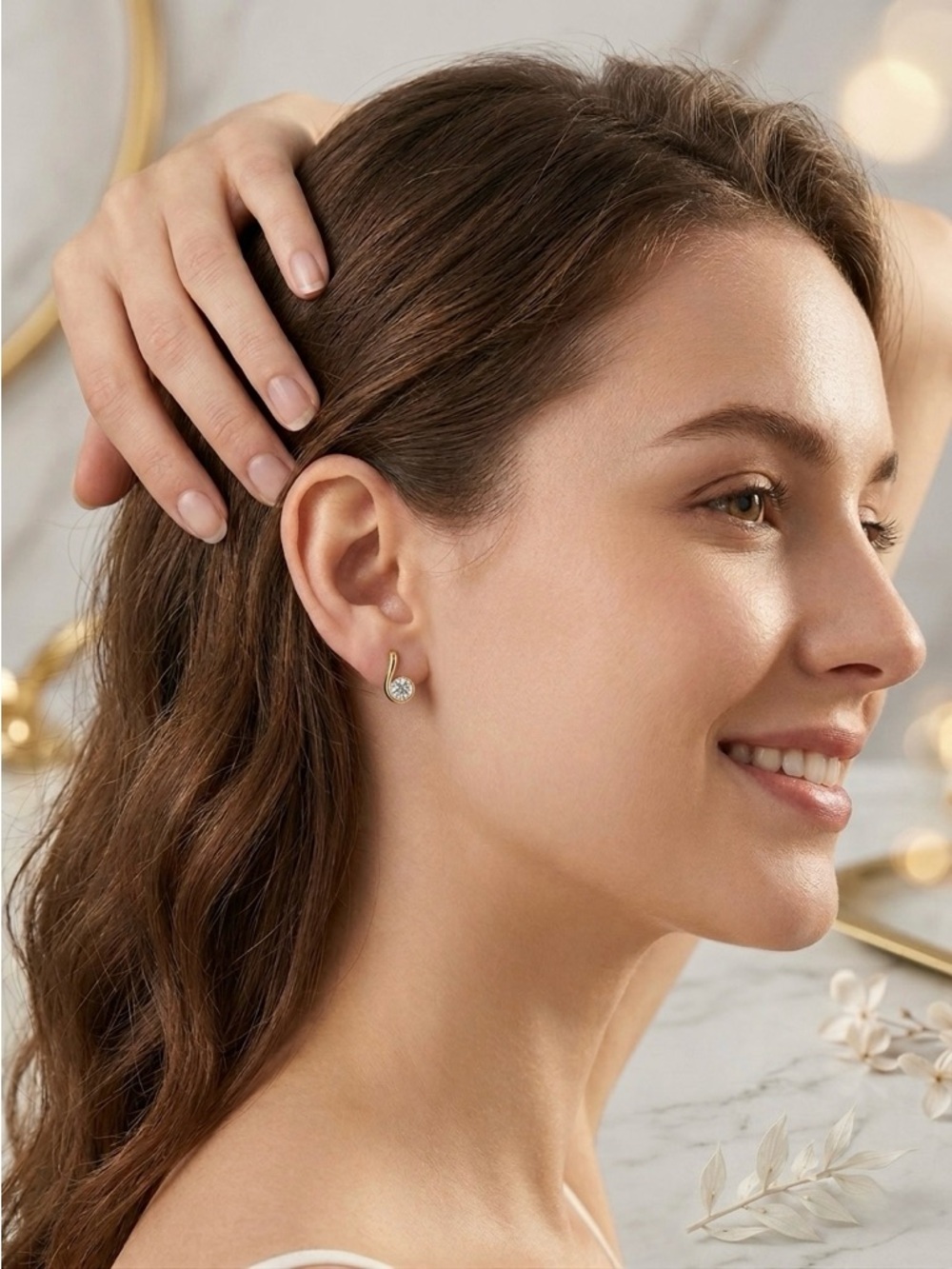 S925 Minimalist Moissanite Music Note Studs Earrings - Picture 3 of 6